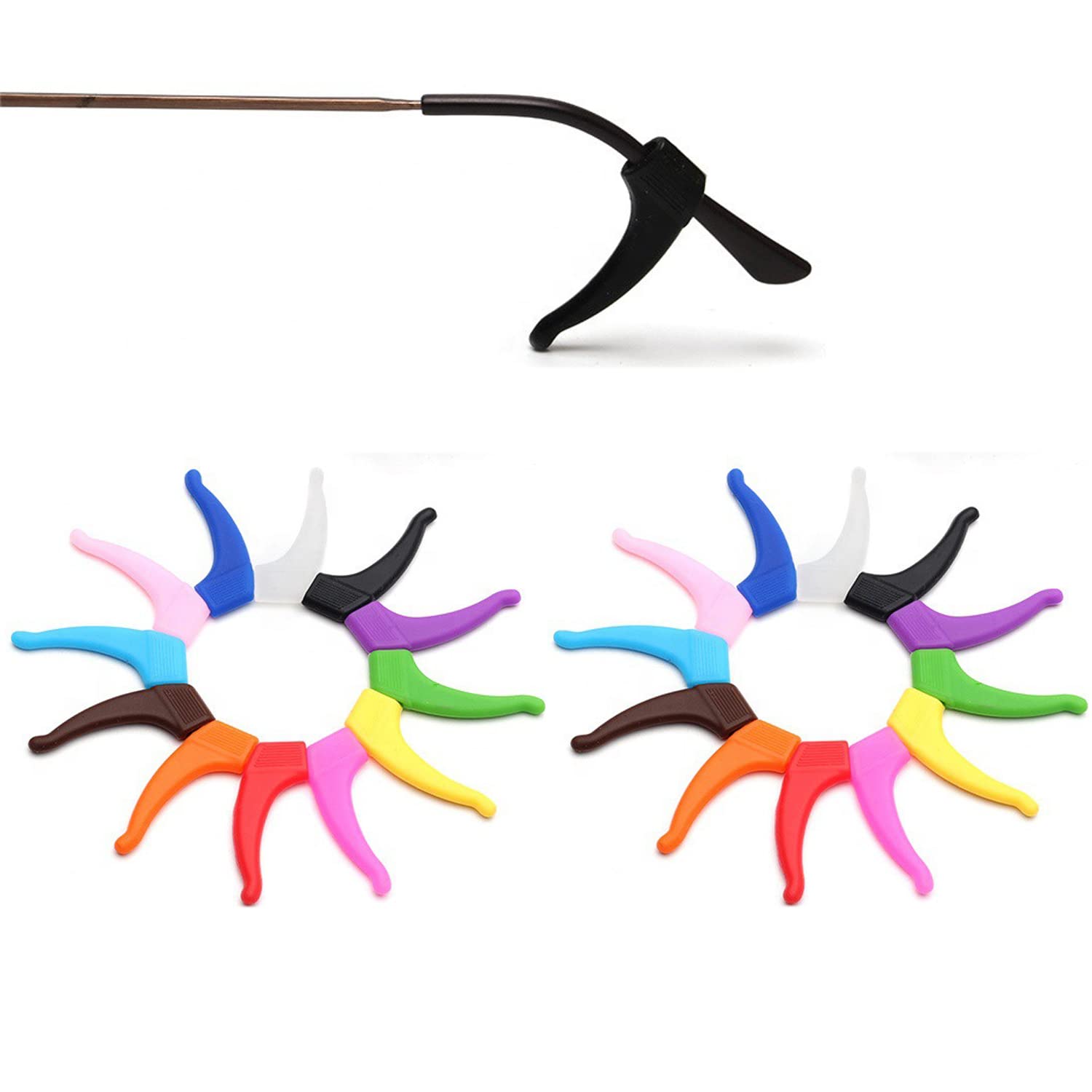 VILIA 12 works Eyeglasses Anti Slip Retainer Glasses Ear Hook Grip kids and Adults Silicone Anti Slip Holder For Glasses Piece Eyeglass Temple Tip(Multicolored)