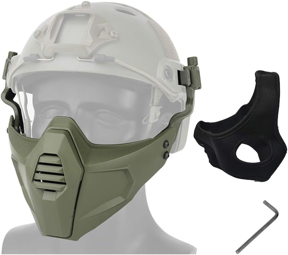 Outdoor Airsoft Shooting Face Protection Gear Tactical Fast Helmet Wing Rail Side Rail Mount Mask with Head Band