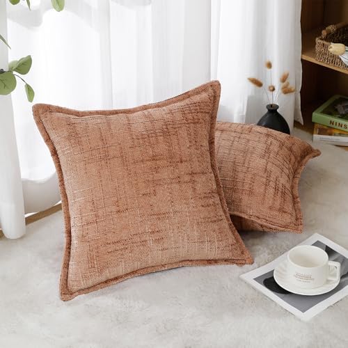 HPUK Chenille Throw Pillow Covers 18x18 Inch, Soft Woven Texture, Set of 2 by HPUK - Used condition - Image 3