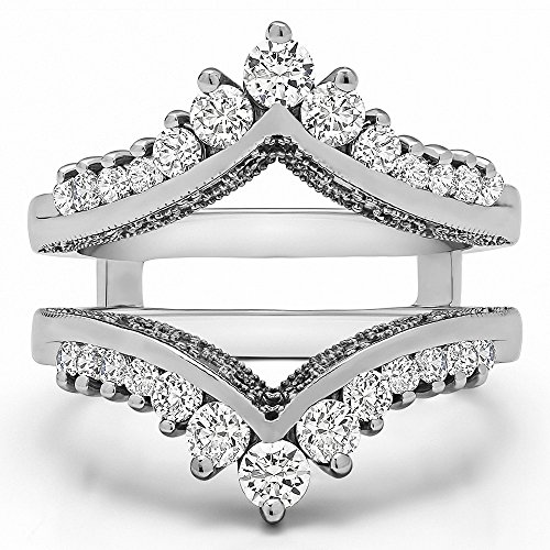 TwoBirch 0.98 Ct. Filigree Vintage Wedding Ring Guard in Sterling Silver with Cubic Zirconia3