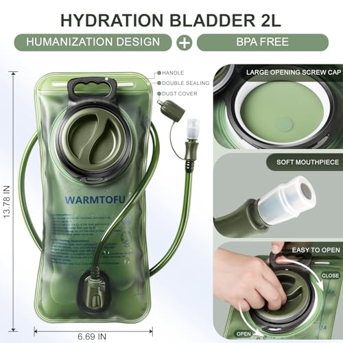 Hydration Bladder, 3rd Generation Water Bladder for Hiking Backpack, Upgrade Leak-Proof Water Reservoir, BPA-Free, 2 Liter Capacity, Premium Water Pouch, Easy To Carry for Biking, Running, Skiing