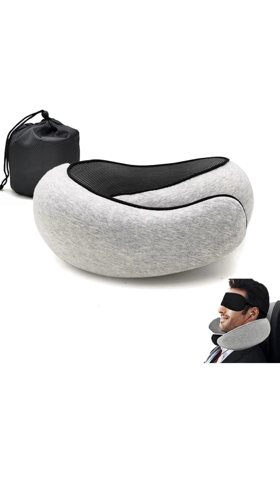 KASHOP Neck Pillows for Travel, Memory Foam, 360 Degree Comfort and Breathability, Airplane Travel Pillow (Light Gray)