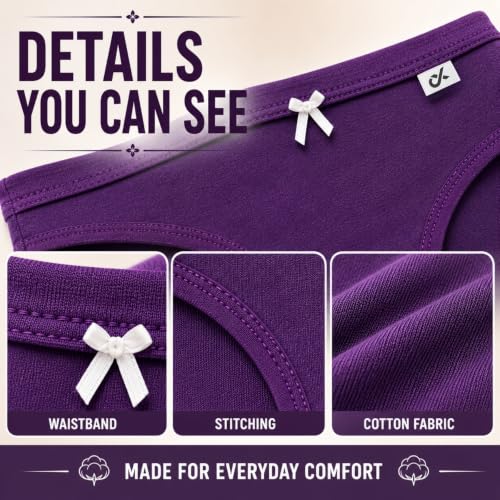 Image of XJARVIS CARIBEANCHIC Women's Hipster Panty, Combed Cotton Stretch Underwear, Full Coverage Bikini Brief, Soft Breathable Everyday Innerwear