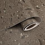 VaryPaper 15.7'x78.7' Brown Terrazzo Contact Paper Marble Countertop Peel and Stick Waterproof Marble Vinyl Wrap for Table Cabinets Removable Self Adhesive Granite Wallpaper for Kitchen Bedroom Walls