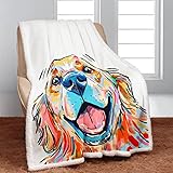 YISUEMEI Watercolor Golden Retriever Sherpa Blanket, Soft and Plush Dog Pattern Fleece Throw Blanket for Adults Dog Lovers, 50x60 Inches