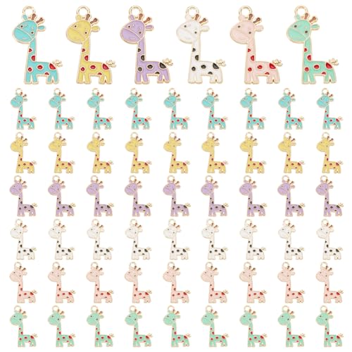 PH PandaHall 60Pcs 6 Colors Giraffe Charms