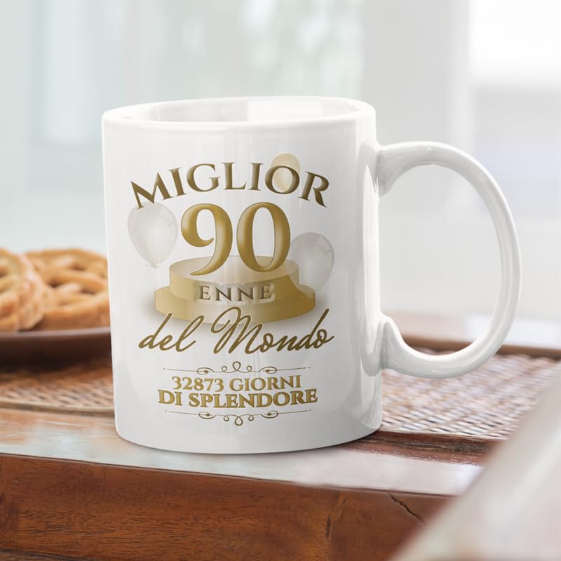 Tazza Elegante 90 anni Regalo di Natale Compleanno per Amico