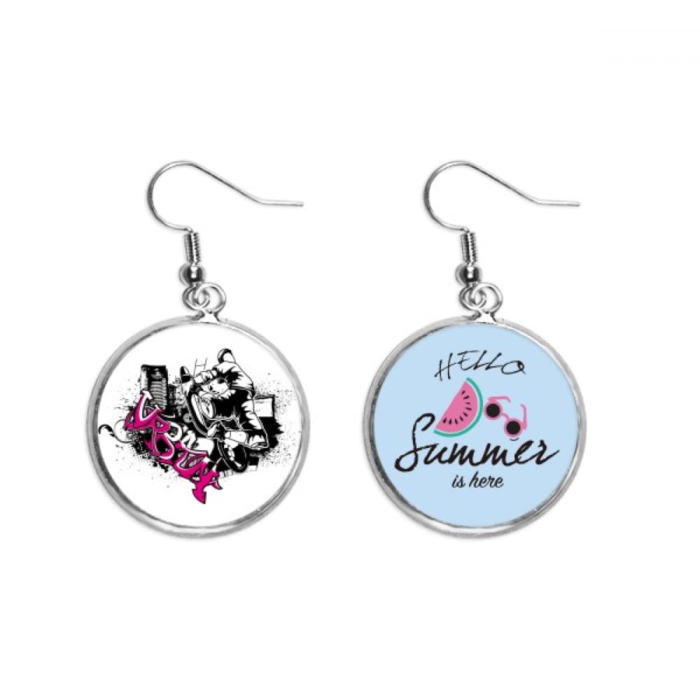Pendientes de sandía con deporte de invierno y esquí accesorios para el lóbulo 5
