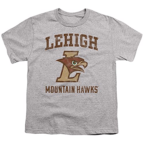 Lehigh University Official Mountain Hawks Logo Unisex Youth T Shirt,Athletic Heather, Medium