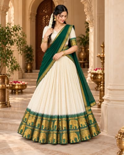 Image of Unstiched South Indian Lehenga Choli For Women For Fastive Wear