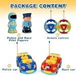 Haktoys Télécommande Cartoon Police et voitures de course: RC Jouets pour les tout-petits Enfants Garçons et filles - Ensemble de 2 Véhicules pour jouer simultanément