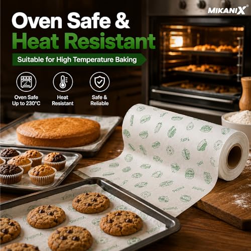 Image of MIKANIX Butter Paper 100m Roll (1Kg) | Baking Paper Non-Stick | Parchment Paper for Cake, Cookies & Food Wrapping | Oil Resistant | Oven Safe | Food Grade