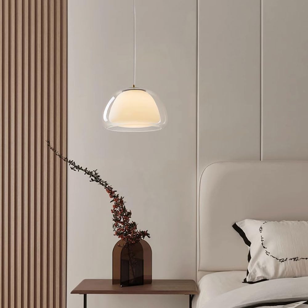 Lampada A Sospensione In Vetro Stile Danese – Paralume A Due Piani A Forma Di Gelatina – Per Cucina E Soggiorno - copertina