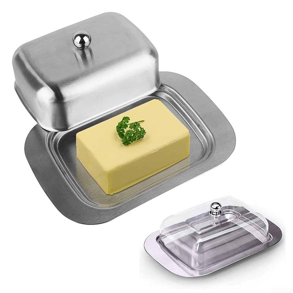 Burriera in acciaio inox con coperchi in plastica trasparente in