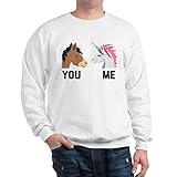 CafePress You VS Me Einhorn Emoji Sweatshirt Gr. M, weiß
