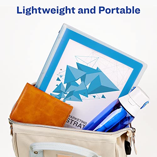 Image of Avery Flexi-View 3 Ring Binder, 1 inch Round Rings, 1 Blue Binder | For Everyday School, Home and Office Use, Clear View Cover Overlays, Interior Pocket and Business Card Holder, Nonstick