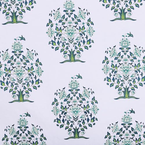 Image of Homestan 100% Cotton Block Print Door Curtains 9 Feet Long Set of 1 for Home Decor (9 X 4.5 Feet, Brown)