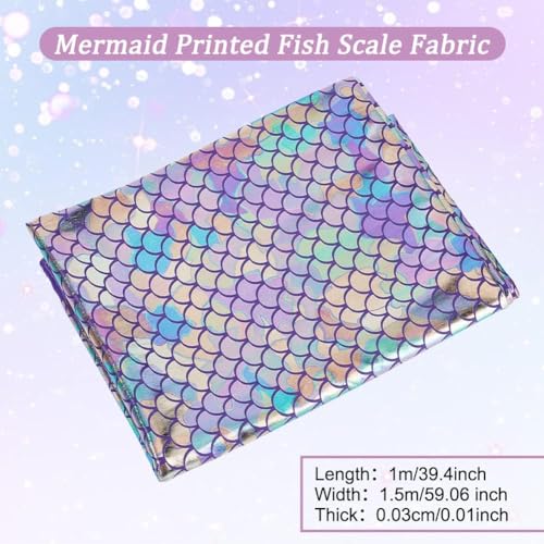 FINGERINSPIRE Mermaid Scales Sparkly Purple Hologram Spandex Fish Scale Fabric - Image 2