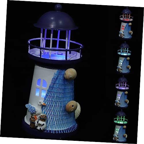 BESPORTBLE Portavelas Decoracion 4 Piezas Portavelas Decoración Del Océano Costeros Lámpara De Faro Náutico Red De Pesca Figura De Faro Led Faro De Habitaciones Temáticas Náuticas Estilo