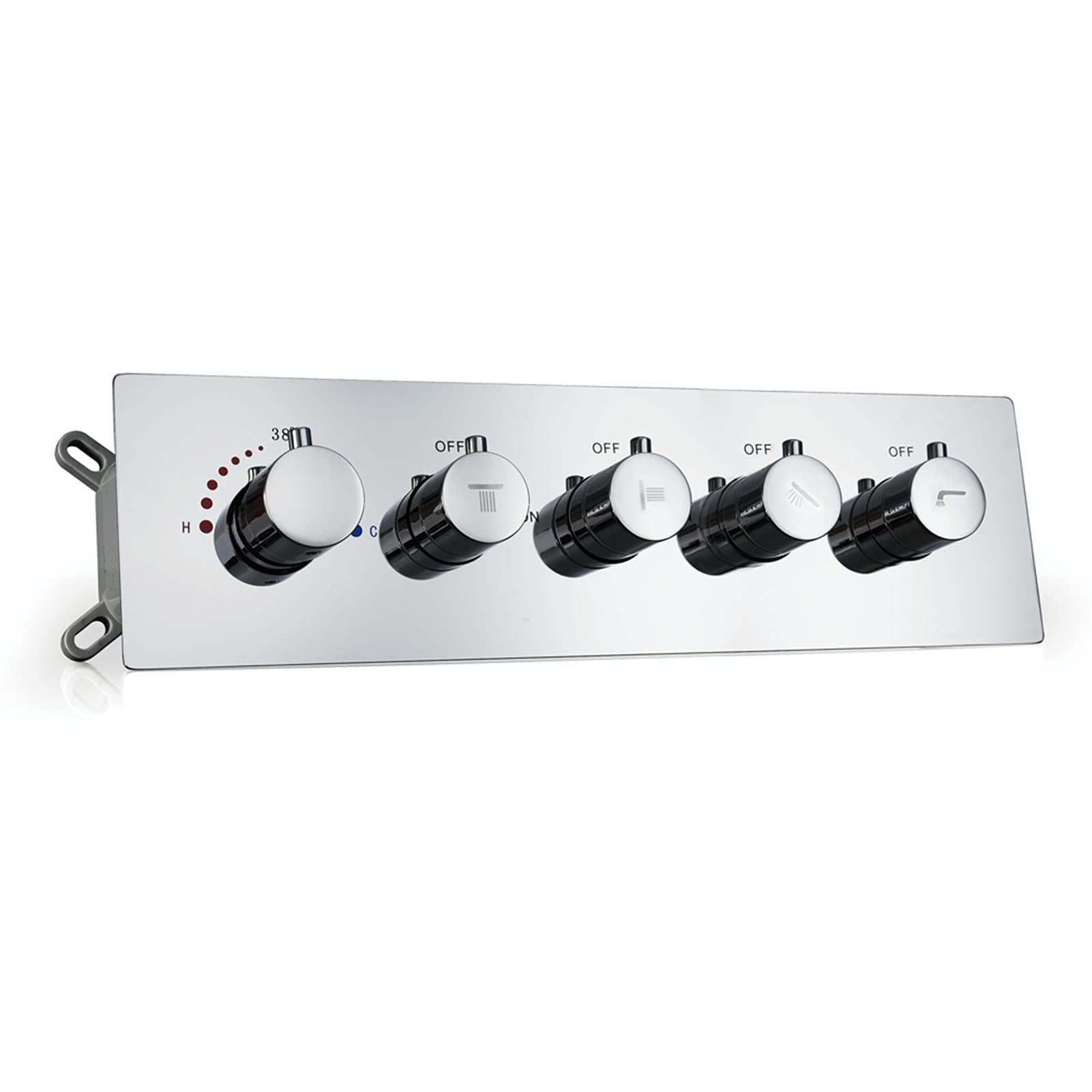 Sistema de ducha de lluvia de lujo, cabezal de ducha LED de 60 x 80 cm con altavoz de música Bluetooth, juego de grifo termostático de ducha, control remoto negro (control remoto cromado)