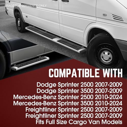 Estribos laterales planos 6.5" DNA MOTORING compatibles Mercedes-Benz Sprinter miniatura 6