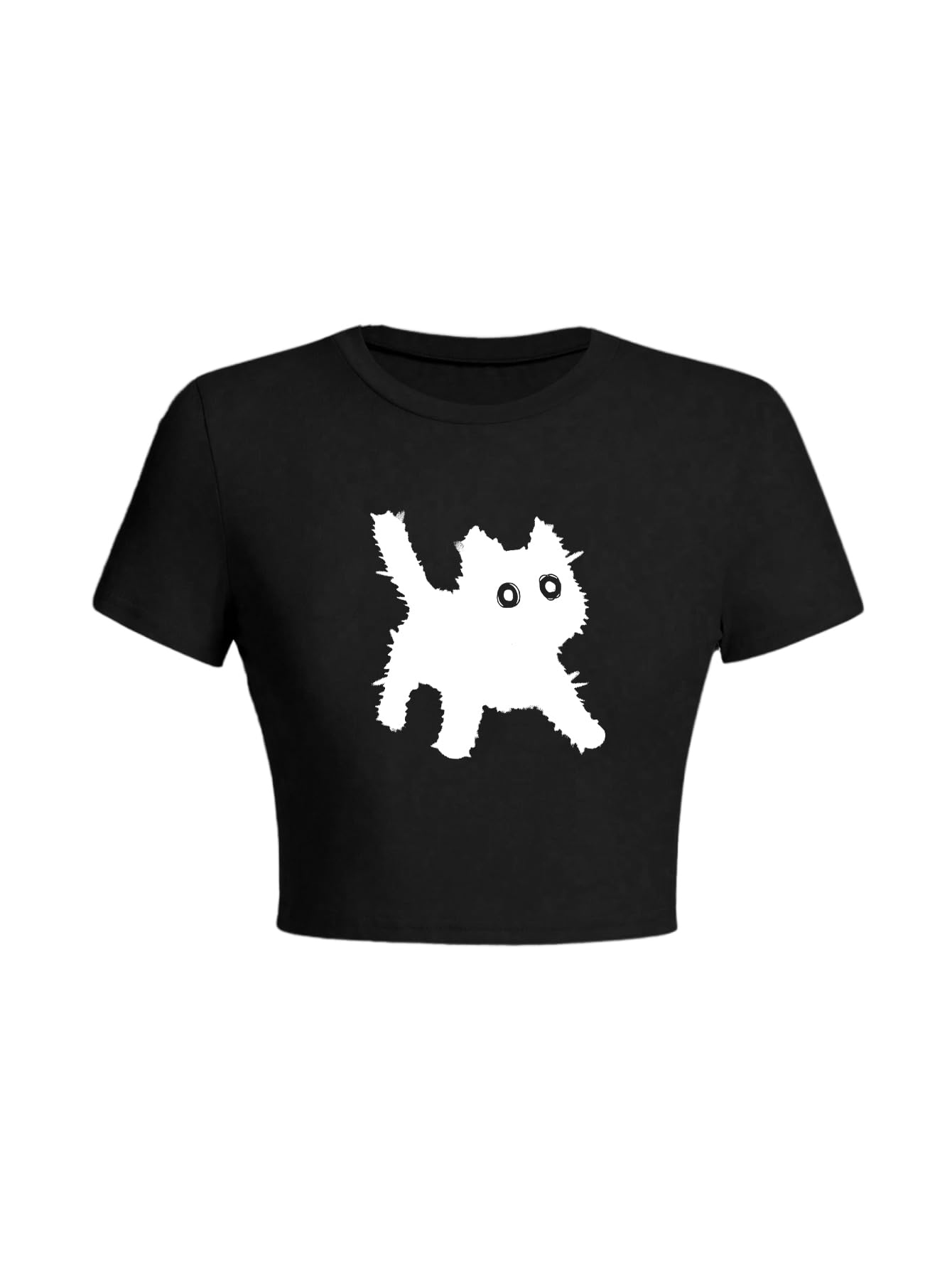 Women's Graphic Tees Y2K Crop Tops Round Neck Short Sleeve T-Shirts Summer Top