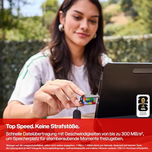 SANDISK USB-C Flash Drive FIFA World Cup 2026 Global Edition 64 GB (bis zu 300 MB/s Übertragungsgeschwindigkeiten, SANDISK App) – Ansicht 5