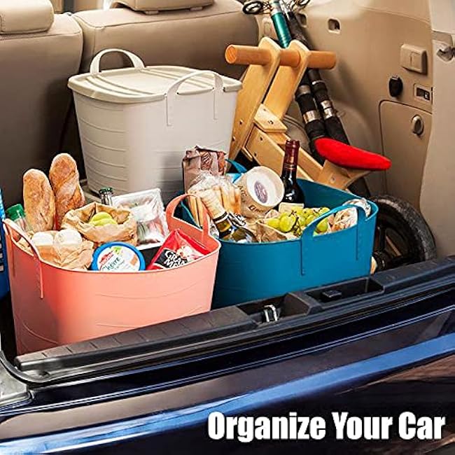 Life Story Flexible Tub Basket 25 Liter/6.6 Gallon Plastic Multifunction Storage Tote Bin with Handles, Black (6 Pack)