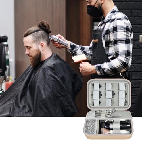 Boobowl Barber Accessories Bag for Clippers and Supplies, Mens Hair Trimmers Box, Portable Clipper Storage Holder for Hair Cutting, Guard Grooming Kit and Barbers Supplies (Bag Only)-Gold - Thumbnail 6