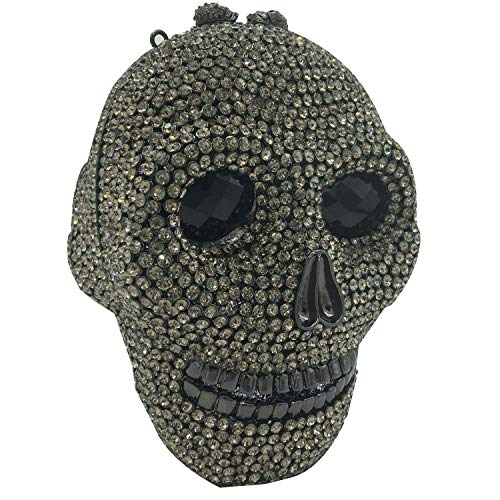 Image of Boutique De FGG Skull Crystal Clutch Purse for Women Formal Rhinestone Clutch Evening Bag Halloween Minaudiere Handbag,Mini