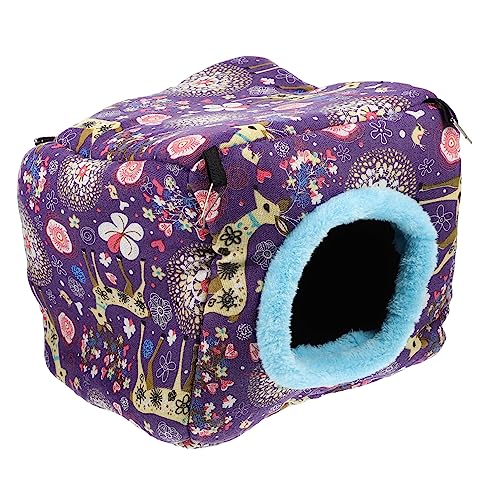 BESPORTBLE ハムスターの巣 pet bed ねずみ フリース モルモットライナー 寝具 ケージ カメ モルモット休息ベッド リスの休憩ベッド 寝る家 うさぎの寝床 コットン 紫の,Purple