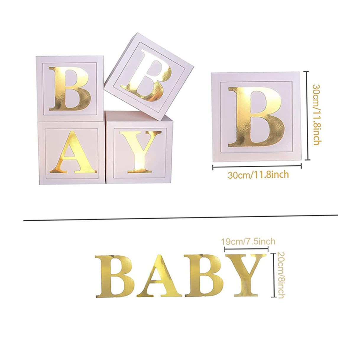 Caja de Globos de Papel Blanco y Verde 1 Juego Baby Shower