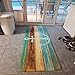 Bathroom Rugs, Kitchen Rug Non-Slip Soft Absorbent Bath Mats with Nautical Anchor Flannel for Bathroom Kitchen and Hallway 24 inches X 71 inches Turquoise/Brown