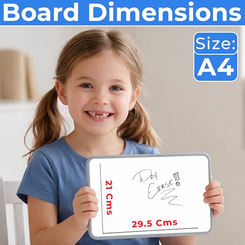 Image of Eduway MagPad Magnetic A4 Small Double Sided White Board & Chalk Board with 1 Magnetic Marker | Reusable Mini Dry Lap Board for Kids, Students | Portable Lightweight Writing Board (21x 29.7 cm).