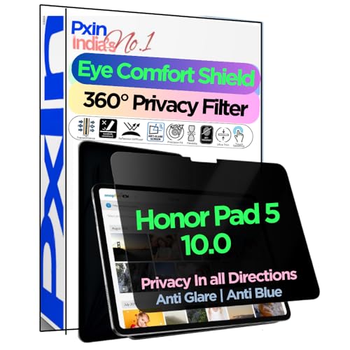 Image of PxIn Tablet Privacy Screen Guard compatible with Honor Pad 5 10.0 | No.1 | Anti Glare | Anti Blue Light | Anti UV | 4 Way Privacy Filter | 360 Privacy | Eye Protect