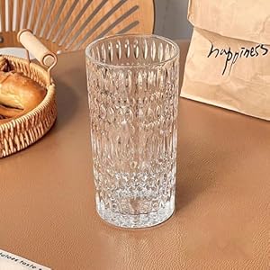 Highball glasses set of 4 15oz vintage drinking glasses unleaded glass dishwasher safe for easy to cleaning cut glass tall water tumblers for table top of holiday party  urban country home decor
