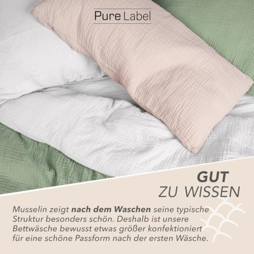 Pure Label Musselin Bettwäsche 4tlg 2x135x200+2x80x80 - Weiß – Ansicht 3