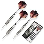 3 Pack Steel Darts Set Tungsten 26 Grams with Aluminum Shafts and 3 Style Flights + 1 Case, Professional Metal Dart Tip Set (26g)