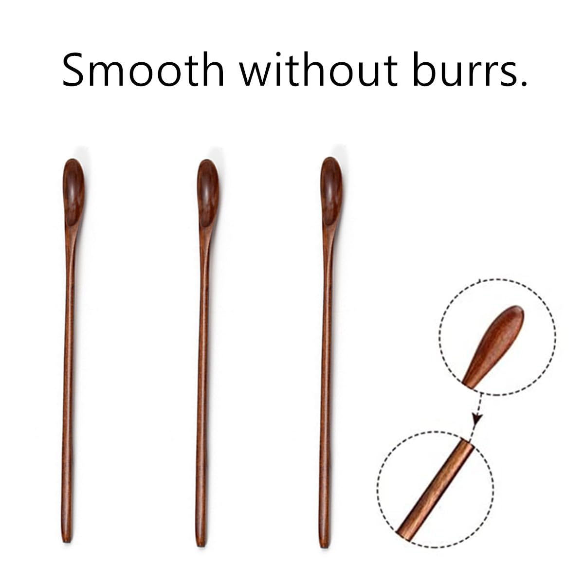 Cucharas mezcladoras de café de madera, 3 cucharas de mezcla de madera de mango largo, cucharas de degustación de mango largo para cocina, sopa, café, cóctel, mezcla de miel
