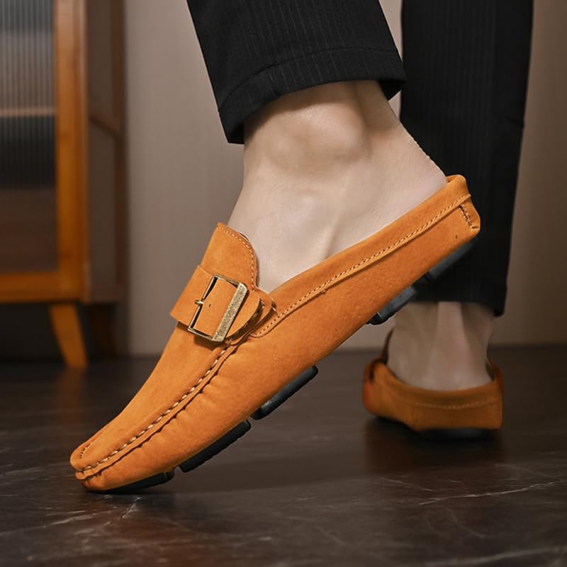 ELIOGN Męskie skórzane buty wsuwane – wygodne wsuwane buty biznesowe na co