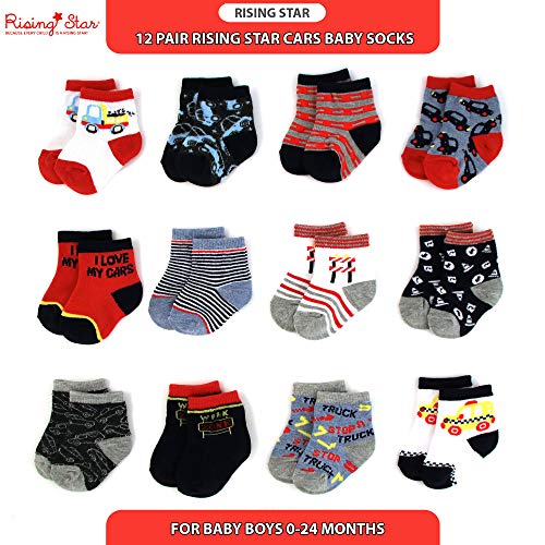 Rising Star Baby Boy Socks: Critter, Space, Cars - Socks for Infant Boys (0-24M)3