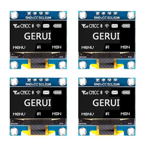 4 módulos de pantalla OLED de 0,96 pulgadas, 128 x 64 píxeles, pantalla I2C, módulo de visualización con serie I2C IIC, autoiluminante, compatible con Arduino y Raspberry Pi (blanco)