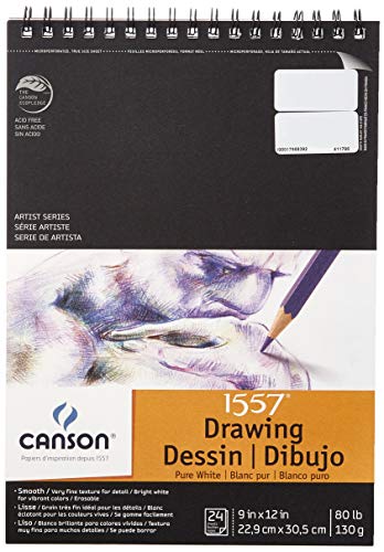 Canson 100510890 Drawing Pad, Double Wire Spiral Binding, 24 Sheets, Paper, 9