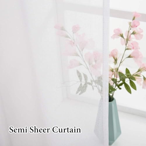 Miniatura 4 de MIULEE Cortinas traslúcidas blancas de 24 pulgadas de largo, cortinas para ventana de cocina sobre el fregadero, cortinas pequeñas cortas con