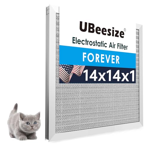 Image of UBeesize 14x14x1 Reusable Electrostatic Air Filter HVAC AC Furnace Filter,MERV 8, Washable, Lasts a Lifetime,Permanent Air Filter,Breathe Fresher,Home And Office(Actual Size:13.5x13.5x0.82 Inch)