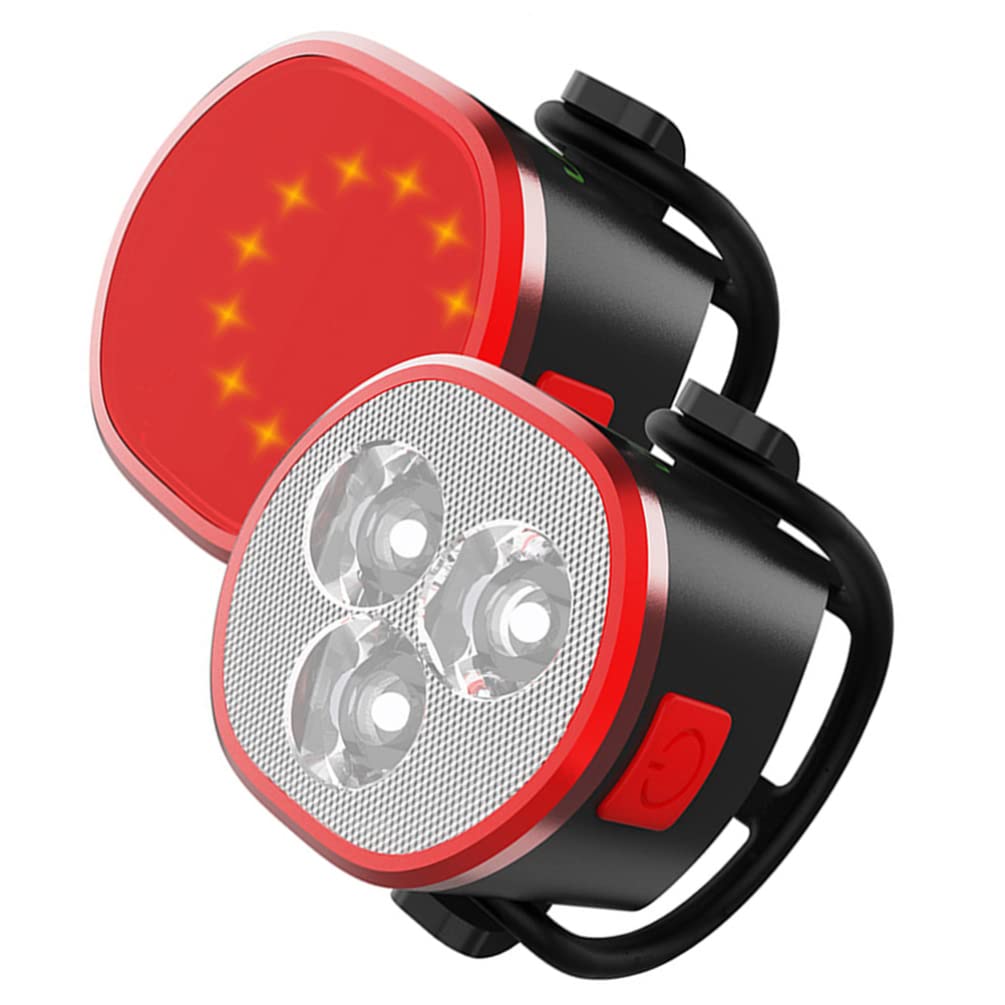 OSALADI 1set Rechargeable Bike Light Front Headlight Rear Light for Night Riding USB Rechargeable Multiple Modes Design for Mountain and Road