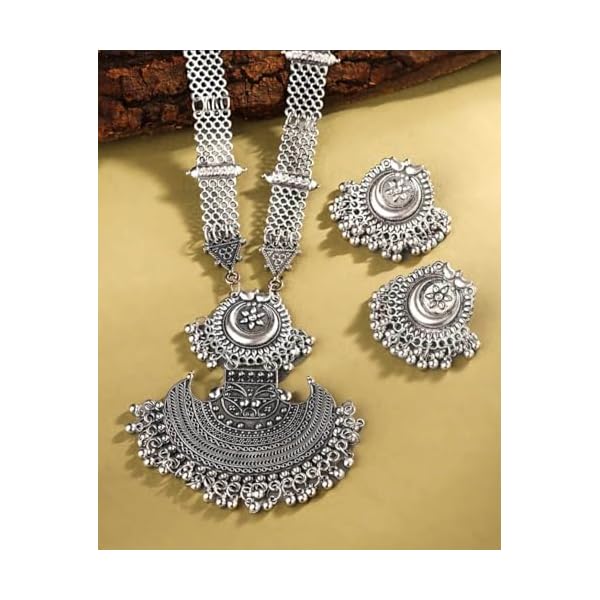 ISLANA Women Oxidised Silver Jewellery Set for Women & Girls | Necklace for Women | Choker Necklace for Women || Necklace Set for Women. - Image 5