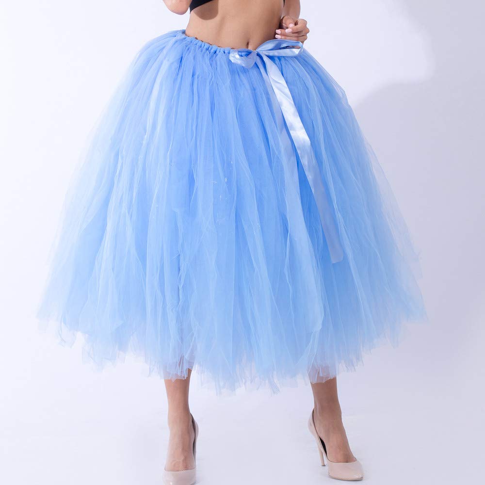 Midirock da donna in rete, sottogonna da damigella d'onore, in tulle, irregolare, a strati, tutù, sexy, da ballo, da principessa, ballo, festa, a vita alta