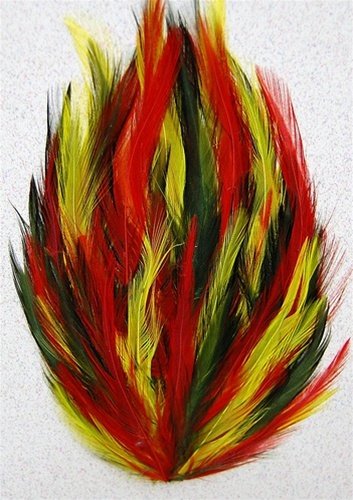 P-A-D-S 6 Pcs Hackle Feather Pads - Multi Colored (Moss/Yellow/Orange)