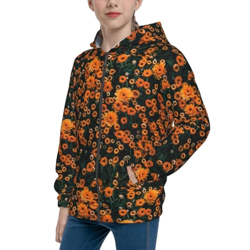 Daisies Kids Pullover Hoodies Boys Zip Up Sweatshirts Girls Athletic Clothes with Pocket